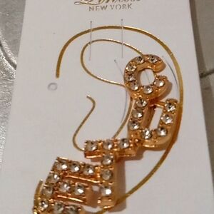 Earrings  letters gold color cute Goin up the ear left ear Linda